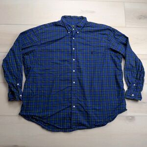 Polo Ralph Lauren Shirt Mens 3XB Blue Plaid Button Up Long Sleeve Classic Fit